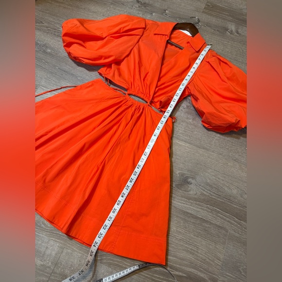 Jonathan Simkhai Orange Mini Dress with Puff Sleeves-Size S - Picture 9 of 13